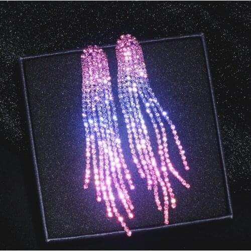 New Luxury Shiny Rhinestone Drop Earrings for Women Charm Statement Crystal Long Earrings Wedding Jewelry Accessories Gifts