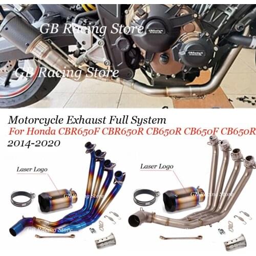 Slip On For Honda CBR650R CB650F CB650R CBR650F Motorcycle Exhaust Full System Escape Modified Link Pipe Titanium alloy Muffler