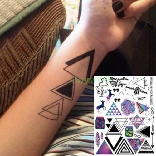 Waterproof Temporary Tattoo Sticker geometry triangle Paper plane deer tatto stickers flash tatoo fake tattoos for women girl