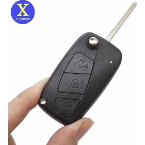 Xinyuexin Folding Remote Key Shell Case for FIAT Punto Ducato Doblo Stilo Panda Bravo Navy Flip Key Fob SIP22 Blade 3 Buttons