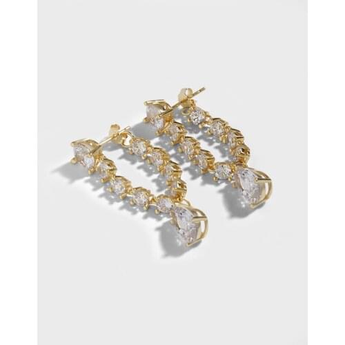 Silvology 925 Sterling Silver Water Drop Zirconia Chain Stud Earrings for Women Elegant Luxury Tassel Earrings Hawaii Jewelry