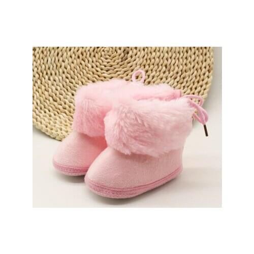 Citgeett Winter 0-18M Newborn Infant Baby Girls Snow Boots Anti-Slip Warm Lace Up Faux Fur Shoes
