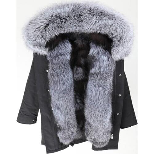 Winter Long Jacket 2020 New Black Real Fur Coat Big Fox Fur Collar With Fox Fur Liner Parka Mens S-7XL Jacket