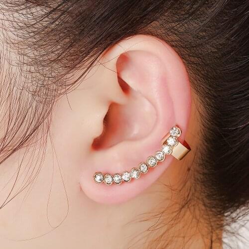 ZLDYOU Fashion Round Small Crystal Ear Cuff Piercing Stud Jewelry Trendy Women Gift Zircon Gold Silver Plated Clip Earrings