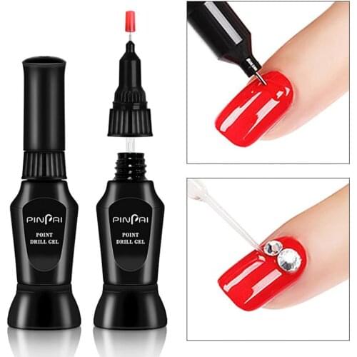 10ml Nail Rhinestone Gel Nail Gel Nail UV Polish Top Coat Glue Super Sticky Adhesive Resin Nail Art Glue Pen for False Nails