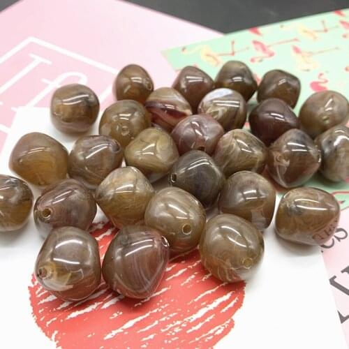 New 10 Pcs Irregular Round Acrylic Beads Spacer Loose Beads For Jewelry Making DIY Bracelet #Coffee