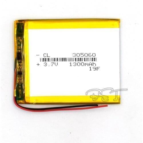 10Pcs 3.7V 1300mAH 305060 Li-Polymer Rechargeable lithium Li-ion Battery For Toy Recorder GPS MP3 MP4 Cell phone Glasses Navigat