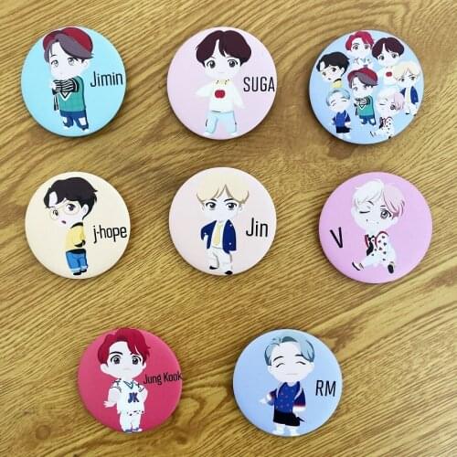 10pcs/lot Kpop Star Cartoon Suga Jin V Jungkook Jimin Rm Jhope Brooch Button Badge Decoration Toy Fans Gift