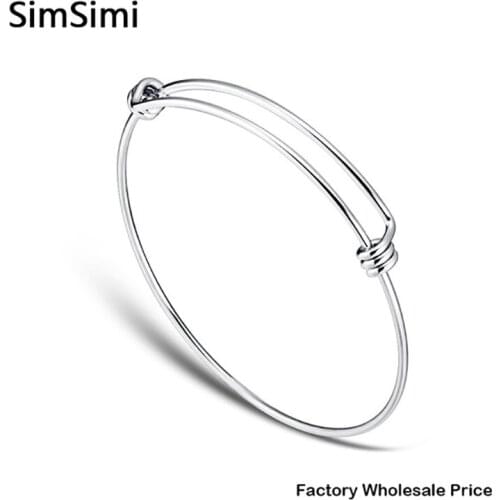 100% Stainless Steel Wrist Bracelet Bangle Expandable Wire Bangle High Polished Wholesale 19cm 22cm 50piece/lot