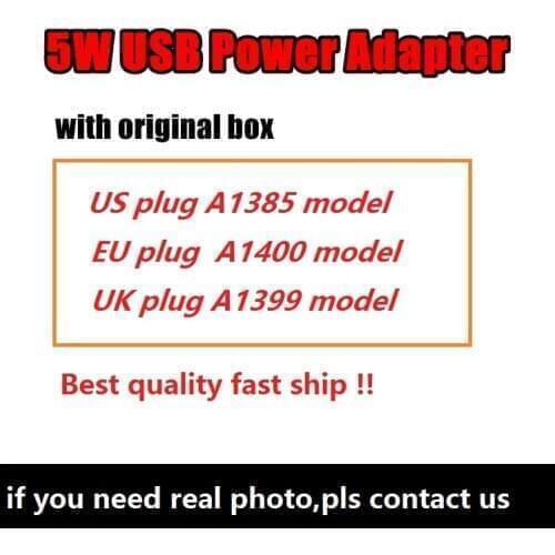 100pcs original quality 5W US/EU/UK/AU Plug USB Power Adapter Universal AC Wall Charger A1385 For Phone