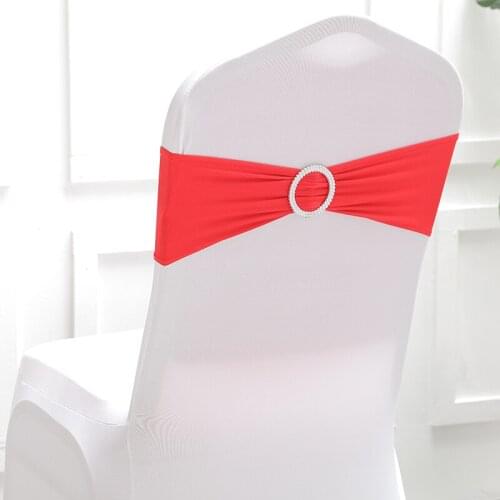 12pcs Wedding Chair Sashes Solid Color Chair Sash Buckles Stretch Chair Sash Bow with Round Ring for Banquet Party52