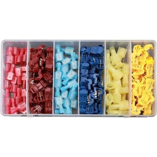 120Pcs 60Set T Shape Electrical Cable Connector Quick Splice Lock Wire Terminal For 0.5-6mm² Wire connect 10A 15A 20A