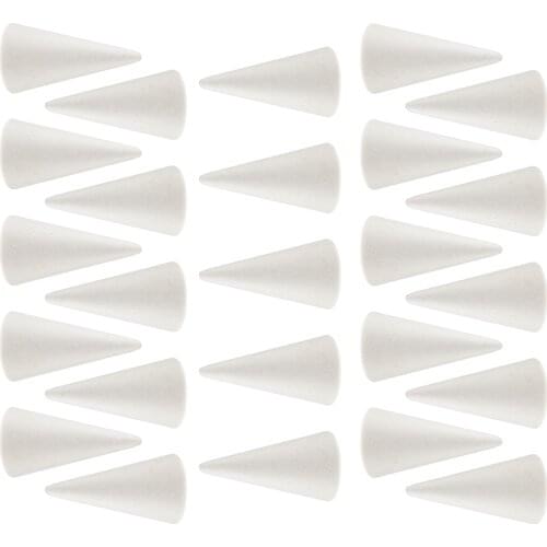 20Pcs White Styrofoam Foam Cone Shaped Modelling Foam Xmas For Kids Crafts