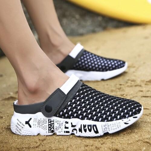 2021 Stream Shoes Half Drag Mens Large Size Sandal Breathable Loop Outdoor Wading Shoes Mesh Cloth Casual Shoes