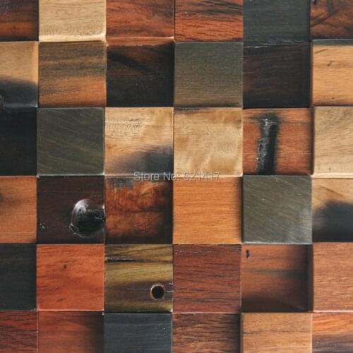 Natural ship wood 3d ancient old boat wooden mosaic tiles wall decoration materials HMWM1013 for backsplash kitchen wall