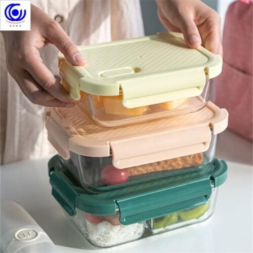 600ml, 1000ml, 1040ml glass lunch box office worker student set fresh-keeping box separable sealed box heated in microwave oven