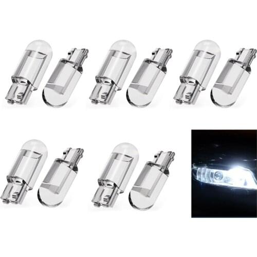 Acrylic Shell COB DC 12V T10 LED Car Light Bulb 6000K Dome Light Instrument Lamp