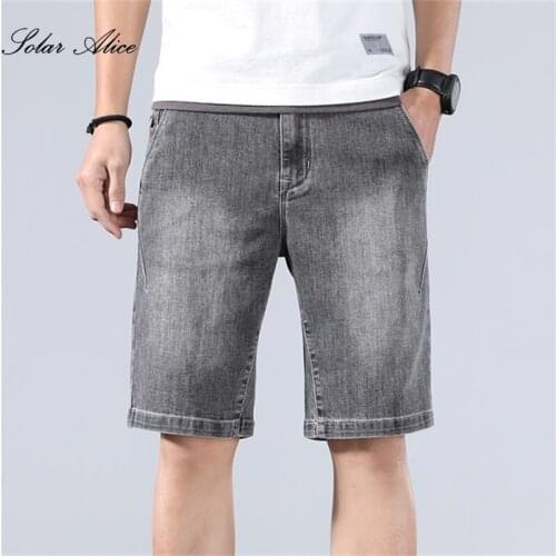 Free Shipping 2021 Mens Summer New Torn Five-Point Straight Jeans Mid-Waist White Stretch Simple Youth Shorts