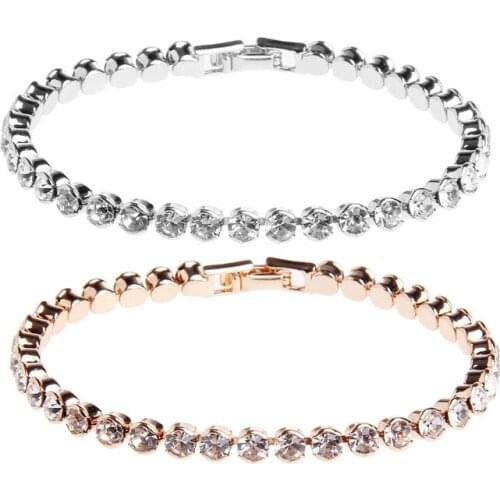 Shiny White Cubic Zirconia Tennis Bracelet & Bangles For Women Crystal Jewelry