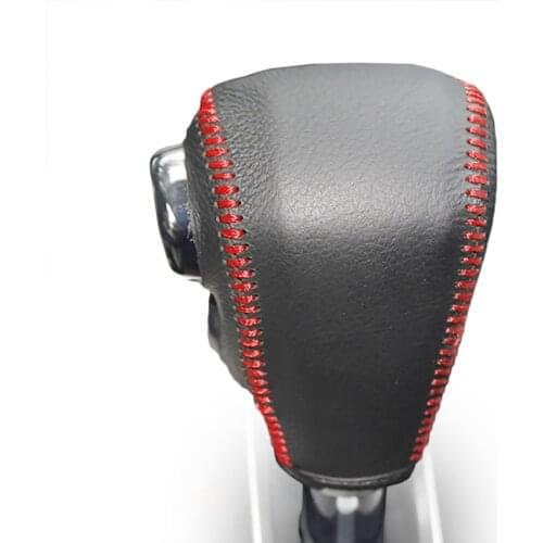 Black Genuine Leather Soft Hand-stitched Car Gear Shift Knob Covers for Honda CRV CR-V 2012 2013 2014 Automatic