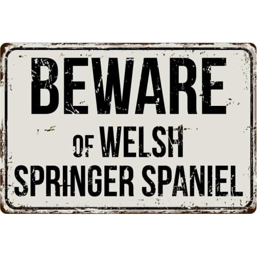 Deerts 561VS Beware of Welsh Springer Spaniel 8 x 12 Vintage Aluminum Retro Metal Sign