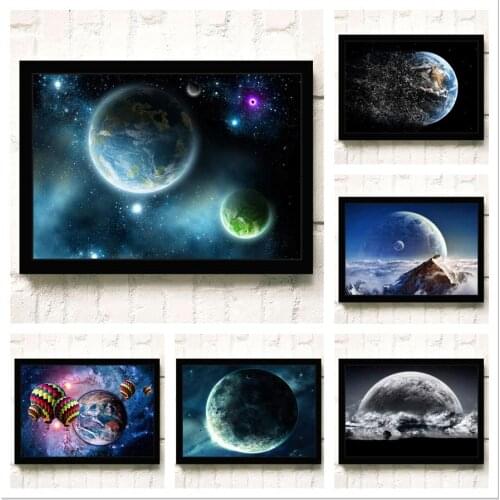 National Geographic Poster Decoration Painting Milky Way Moon Space Galaxy Solar System Nine Planets Decoration Painting