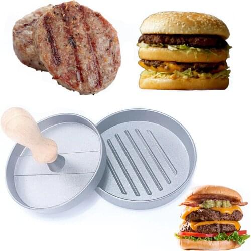 Wooden Handel Hamburger Pressure Meat Pie Meat Steak Pork Chops Maker Mold Beef Tool Round Shape DIY Kitchen Accessories Tools