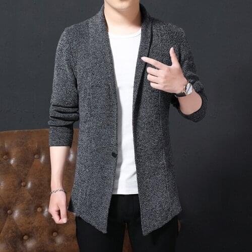 Long Trend Youth Autumn 2019 New Cardigan Sweater Handsome Sweater Fashion Clothing Christmas Sweater Men