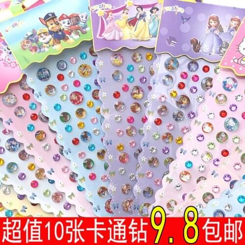 European and American anime fairy tale stickers childrens makeup princess beauty makeup stickers crystal acrylic phone stickers