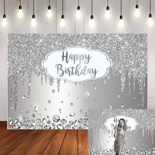 Mehofond Photography Background Glitter Diamonds Silver Girls Princess Women Birthday Party Backdrop Photocall Photo Studio Prop