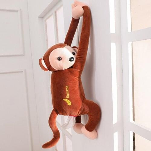 Hot Creative Cartoon Monkey Home Office Car Hanging Paper Napkin Tissue Box Cover Holder Portable Paper Box