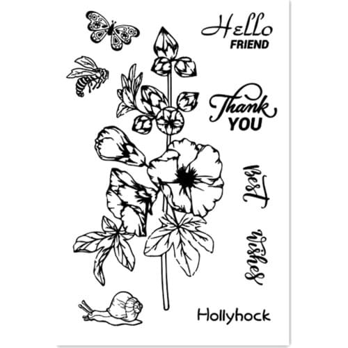 Hot sale Hollyhock Transparent Clear Stamps / Silicone Seals Roller Stamp for DIY scrapbooking photo album/Card Making