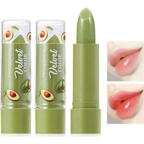 Avocado Lipstick, Long Lasting Nutritious Lip Balm Lips Moisturizer Magic Temperature Color Change Lip Gloss