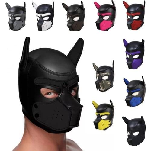 Gay Puppy Hood Neoprene Mask Muzzle Adult Pet Play Games Dog Slave Full Head Bondage Restraint Fetish Hood BDSM Sex Toys for Men
