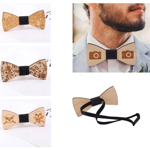 Classic Men 100% Wooden Bow Tie Novelty Bowtie Butterfly Ties Handmade Collar Wedding Party Unique Neckwear