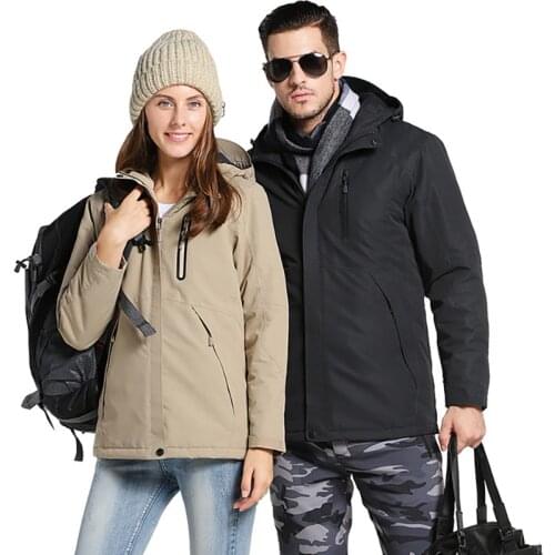 Mens Womens Winter Outdoor USB Electric Heating Jackets Windproof Waterproof Climbing Skiing Thicken Jackets Warm Sports Coat