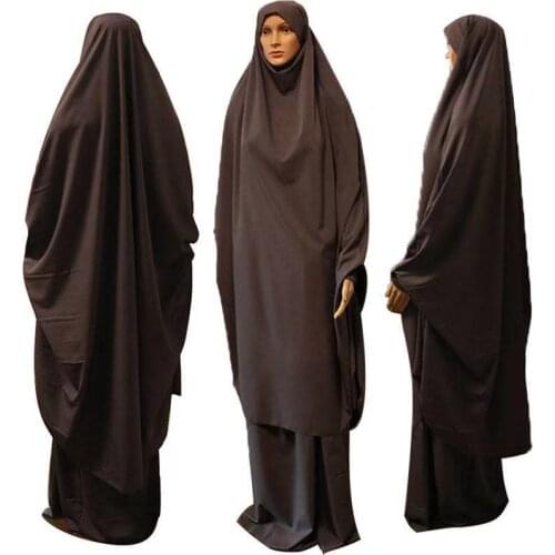 Muslim Fashion Kaftan Abaya Women Ladies Long Sleeve 2 Piece Set Dubai Abaya Hijab Turkish Black Islam Dress Djellaba Woman Robe