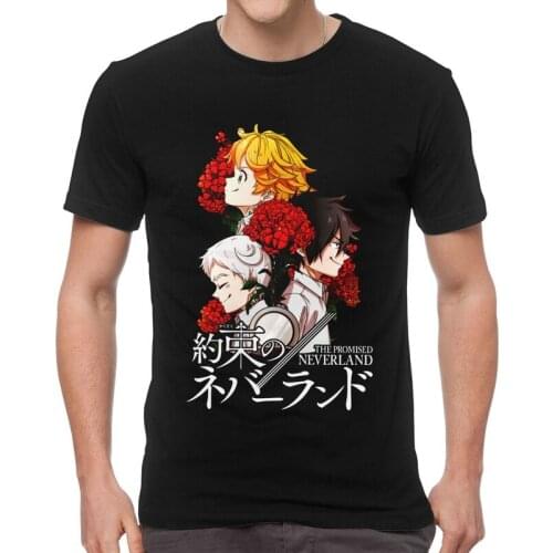 Male The Promise Neverland Emma Ray And Norman T-Shirt Anime Manga Yakusoku No Neverland Tshirt Short Sleeve T Shirt Cotton Tee