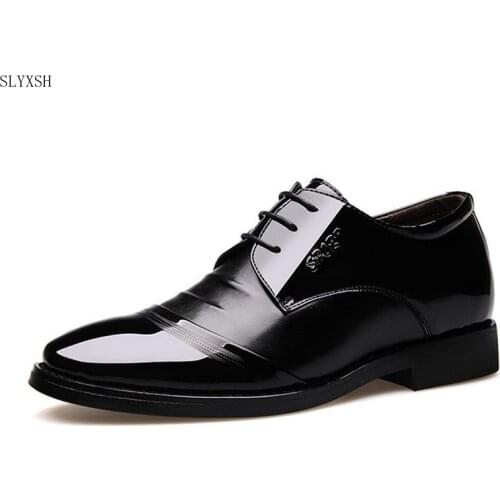2018 High Quality Leather Dress Shoes new Style Business Wedding Formal Flats Black Shoes For Men SIZE 38-47