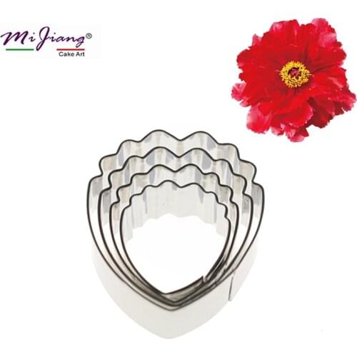 Stainless Steel Peony Flower Petal Cake Cutter Slicer Set DIY Fondant Cake Decarating Tools Kitchen Accessories 4pcs/set A327