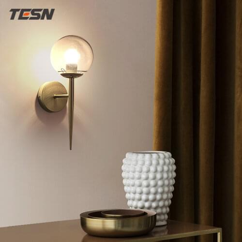 Nordic bedroom bedside lamp golden spherical living room aisle staircase wall lamp LED simple background wall lamp