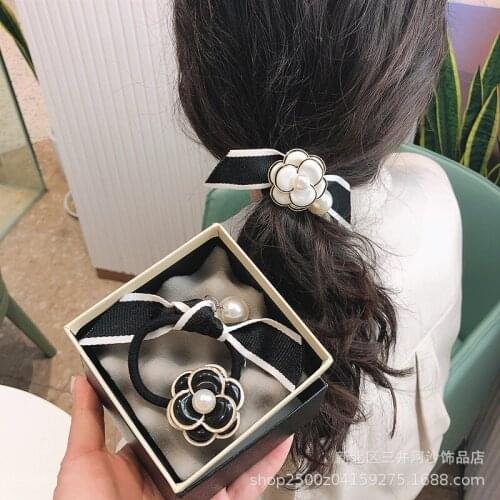 New Arrival Camellia Pearl Boutique Hair Accessories Elastic Hair Bands for Ladies France Trendy Rose Flower Hairbands Headbands