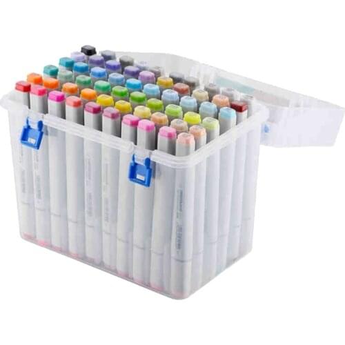 80 Slot Plastic Carrying Marker Case Holder Storage Organizer Box for Paint Sketch Markers-Fits for Markers Pen from 15mm to 18m