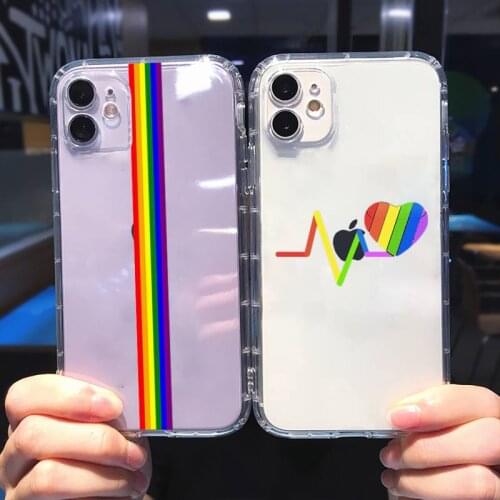 Gay Lesbian LGBT Rainbow Phone Case For iphone 12 11 8 7 6s 6 5 5s 5c se plus mini x xs xr pro max Transparent soft