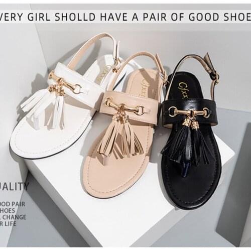 Summer Hot Sale New Style Fringe Outdoor Comfortable Shoes Tassels Decoration Sandals Woman Flat Flip Flops Beach Sandals 106006