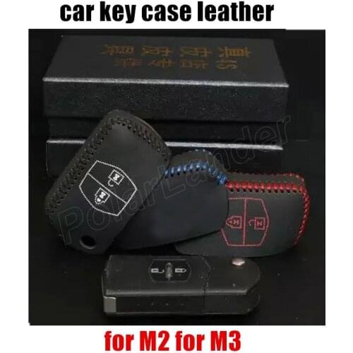 Only Red Color fit for MAZDA M2 M3 M5 6M8 car key covers DIY hand sewing car key case car styling Genuine quality leather