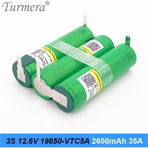 Turmera 3S 12V 4S 16.8V 5S 21V 6S 25V VTC5A Battery Pack US18650VTC5A 2600mAh Battery 35A for 18V Screwdriver Battery Customize