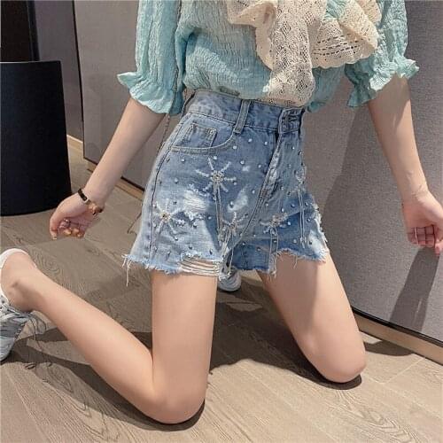 Heavy Industry Denim Shorts Womens 2021 New Design Lace Three Dimensional High Waist Straight
