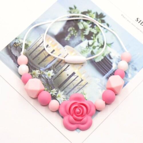 Wew Baby Teether Silicone Necklace Collar Lactante Silicone Bpa Free Silicone Beads For Baby Charm Pendant Necklace Teething Toy