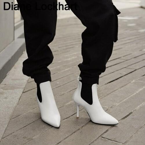 Fashion Women Boots Europe Pointed Toe Chelsea Booties Thin High Heels Ankle Boots Woman Spring Autumn Shoes Bootie Sapatos 2021